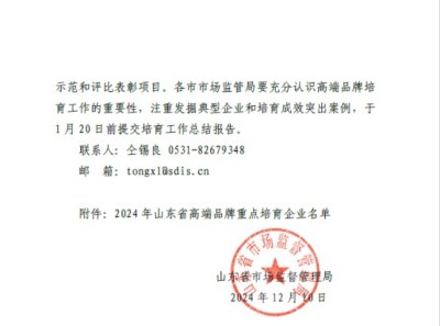 喜讯！公司荣登2024年度山东省高端品牌培育企业榜单